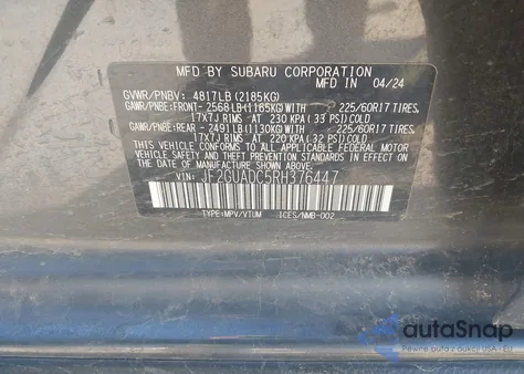 2024 Subaru Crosstrek Premium from USA, damaged, VIN JF2GUADC5RH376447